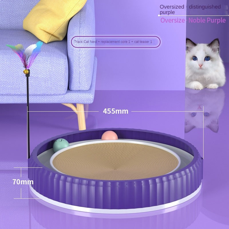 NEW Round Cat Scratching Board Wear-resistant Anti-scratch Claw Grinder Furniture Protector Pet Products Purple and Cat Teaser Stick XL