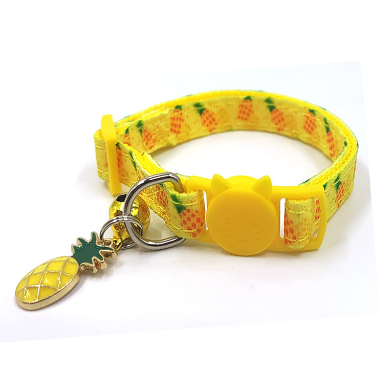 Pet Print Bell Cat Collar Cat Strap Pineapple