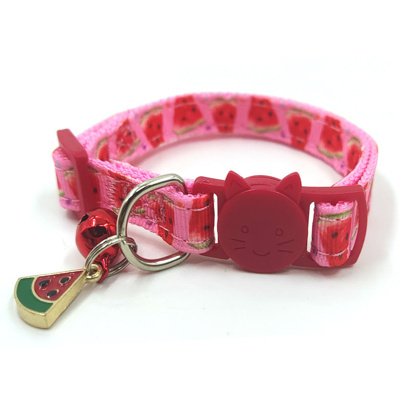 Pet Print Bell Cat Collar Cat Strap Watermelon