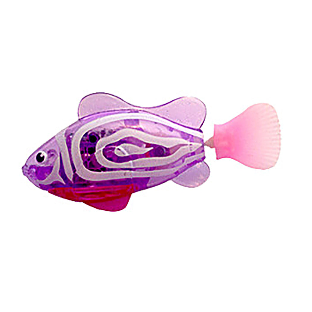 Pet Fish Electronic Cat Toys With Grass LED Light Toys Purple