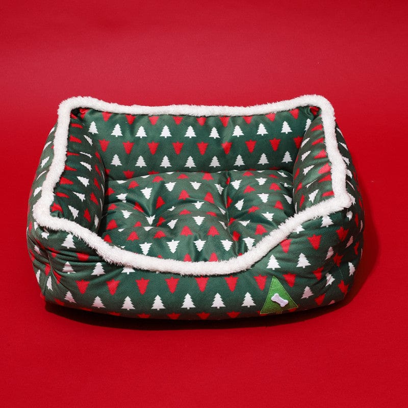 Animals Christmas Sofa Dog Beds Waterproof Bottom Soft Pure Cotton Warm Bed For Dog Xmas Soft Pet Bed CatRemovable Bed Winter A