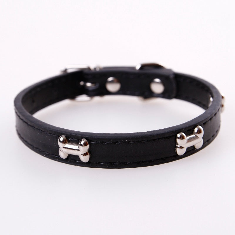 Fashionable Personality Pet PU Neck Ring Accessories Black