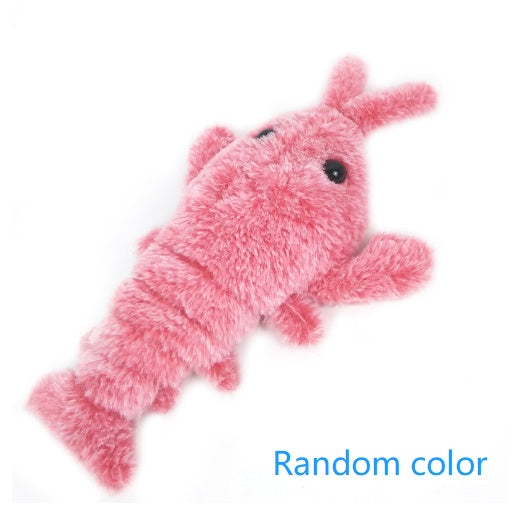 Pet Toys Electric Jumping Shrimp USB Charging Simulation Lobster Funny Cat Plush Pets Toy Jumping shrimp random color About 35CM USB