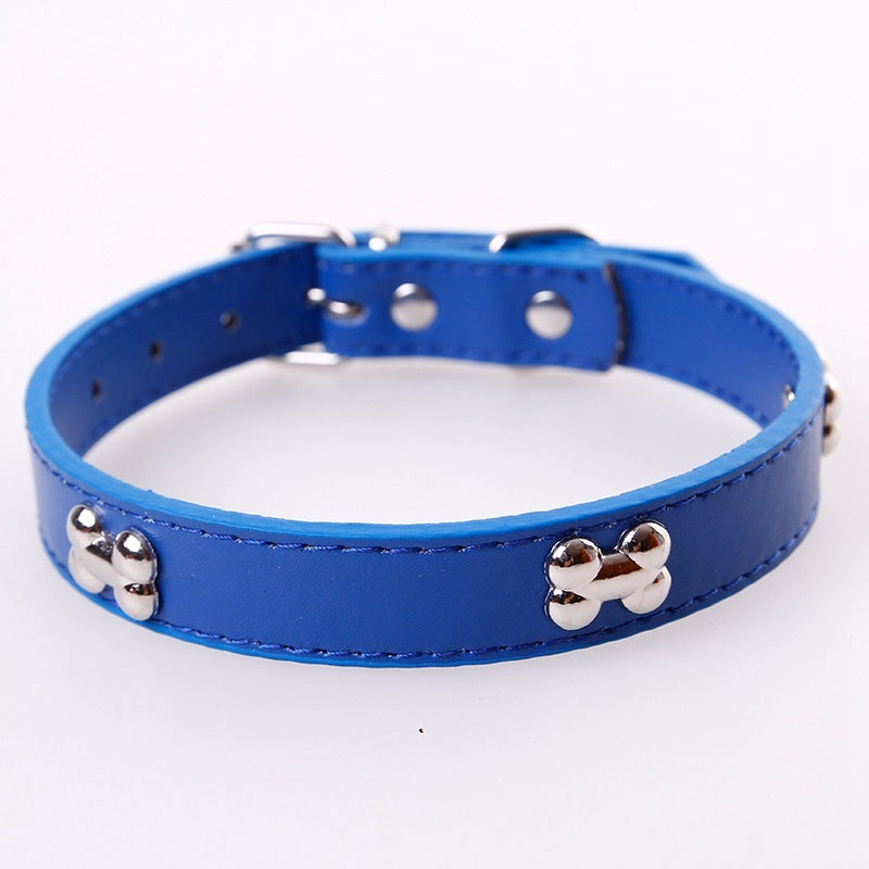 Fashionable Personality Pet PU Neck Ring Accessories Blue