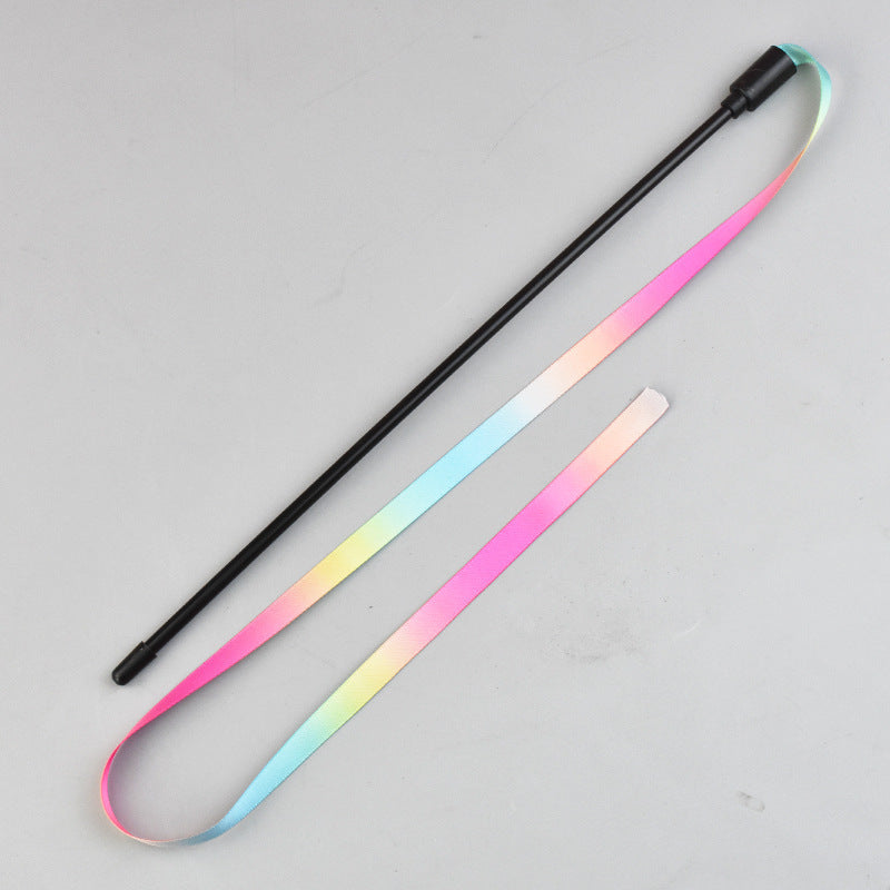 Interactive Cat Rainbow Wand Toys Interactive Cat Teaser Wand String Colorful Ribbon Charmer For Most Cats Clouds