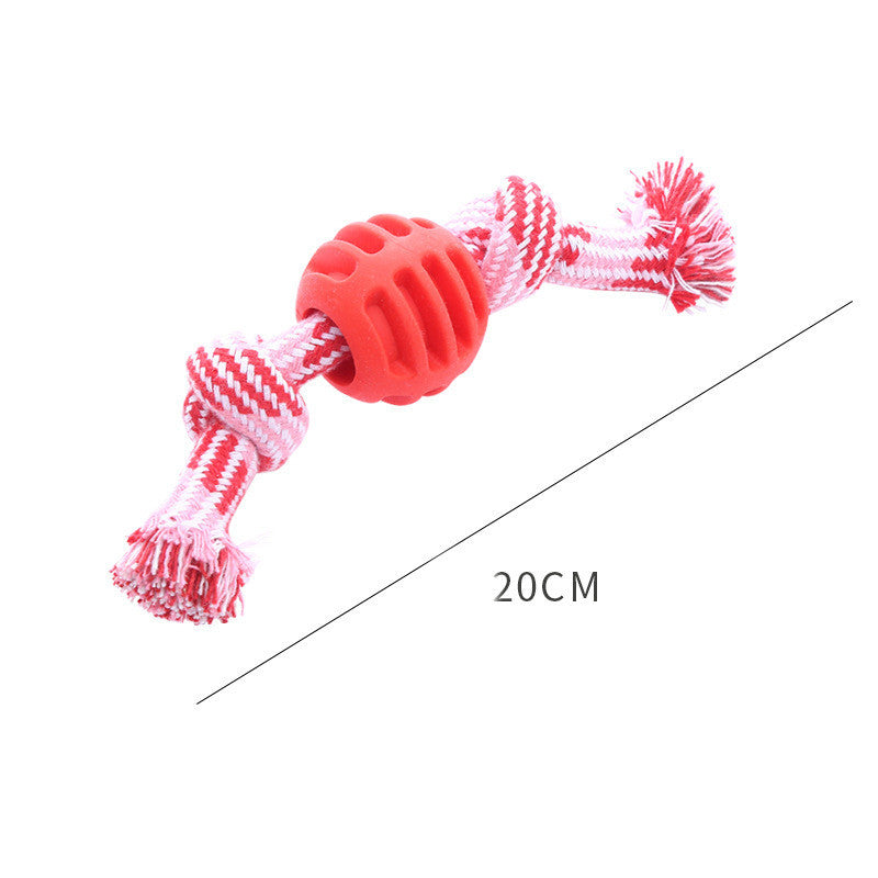 Dog Bite-resistant Teeth Cleaning Pets Toys Ball Double Knot Cotton Cord With Ball Dog Toy Teeth Grinding Toy Teeth Cleaning Pet Products