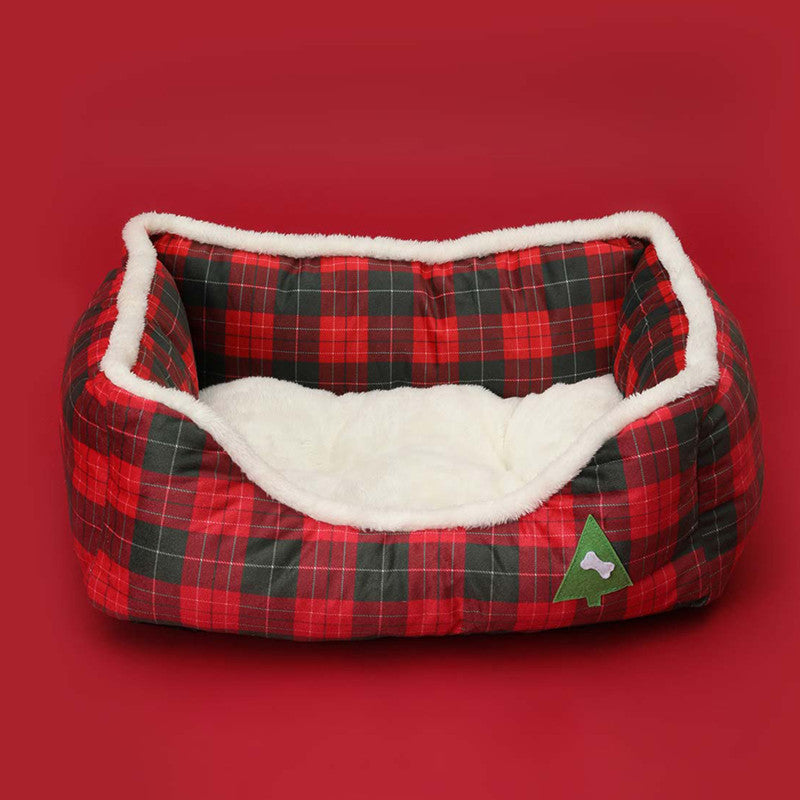 Animals Christmas Sofa Dog Beds Waterproof Bottom Soft Pure Cotton Warm Bed For Dog Xmas Soft Pet Bed CatRemovable Bed Winter B