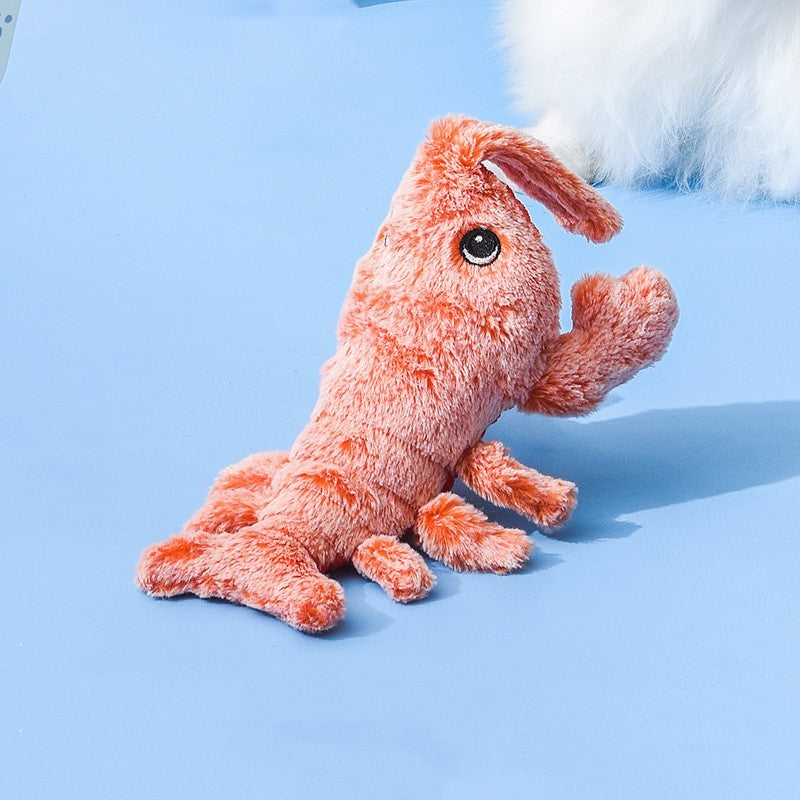 Pet Toys Electric Jumping Shrimp USB Charging Simulation Lobster Funny Cat Plush Pets Toy Soft sewn on eyes version About 32CM USB