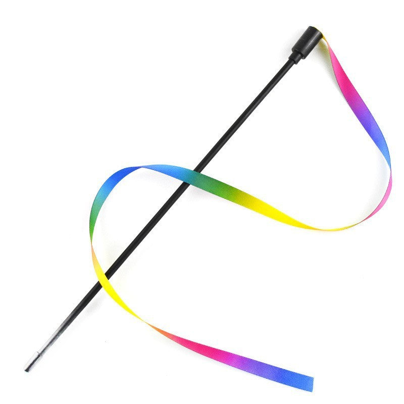 Interactive Cat Rainbow Wand Toys Interactive Cat Teaser Wand String Colorful Ribbon Charmer For Most Cats Colorful