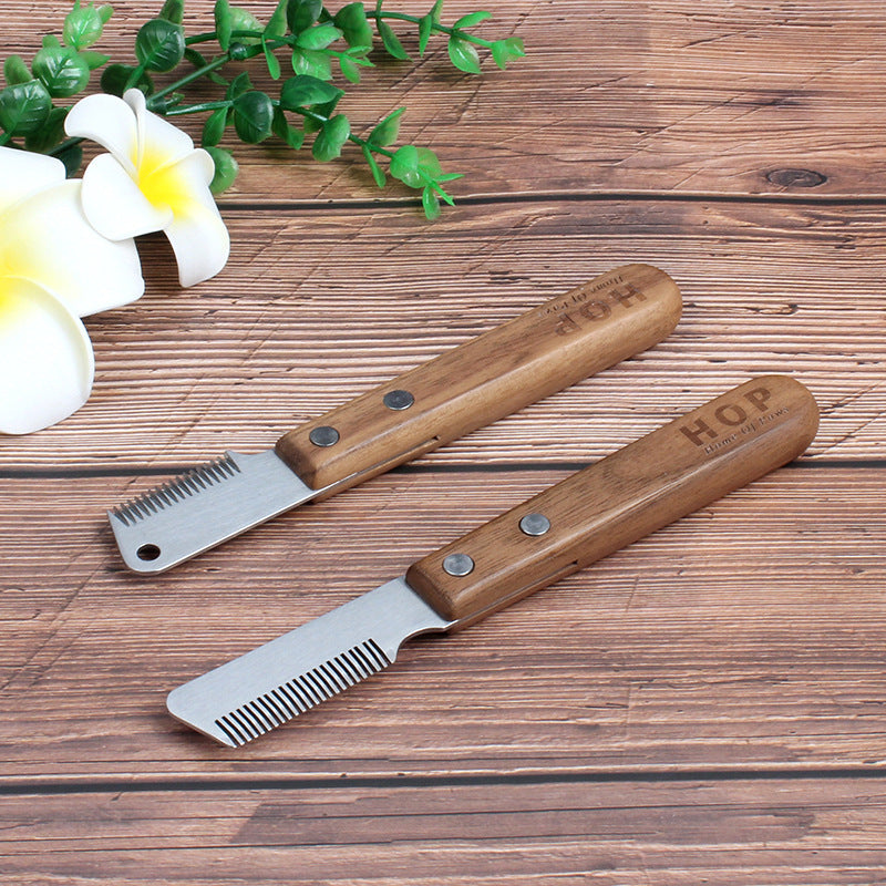 Pet Plucking Knife Comb Wooden Handle Terrier Dog Supplies Pet Shaving Knife Styling Grooming Comb